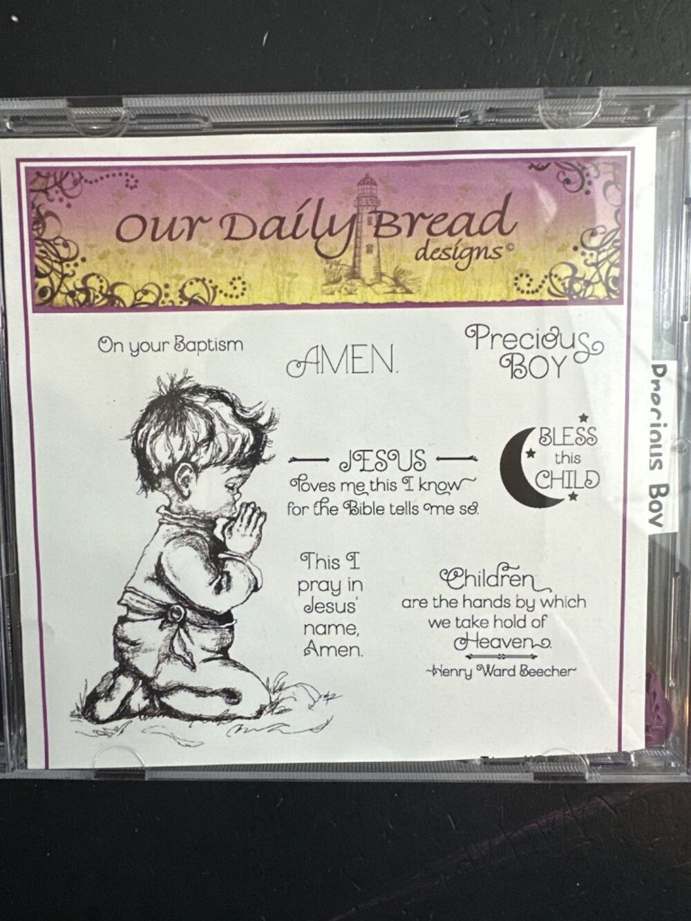 Our Daily Bread Designs Precious Boy Praying Boy Rubber Stamp Set Baptism